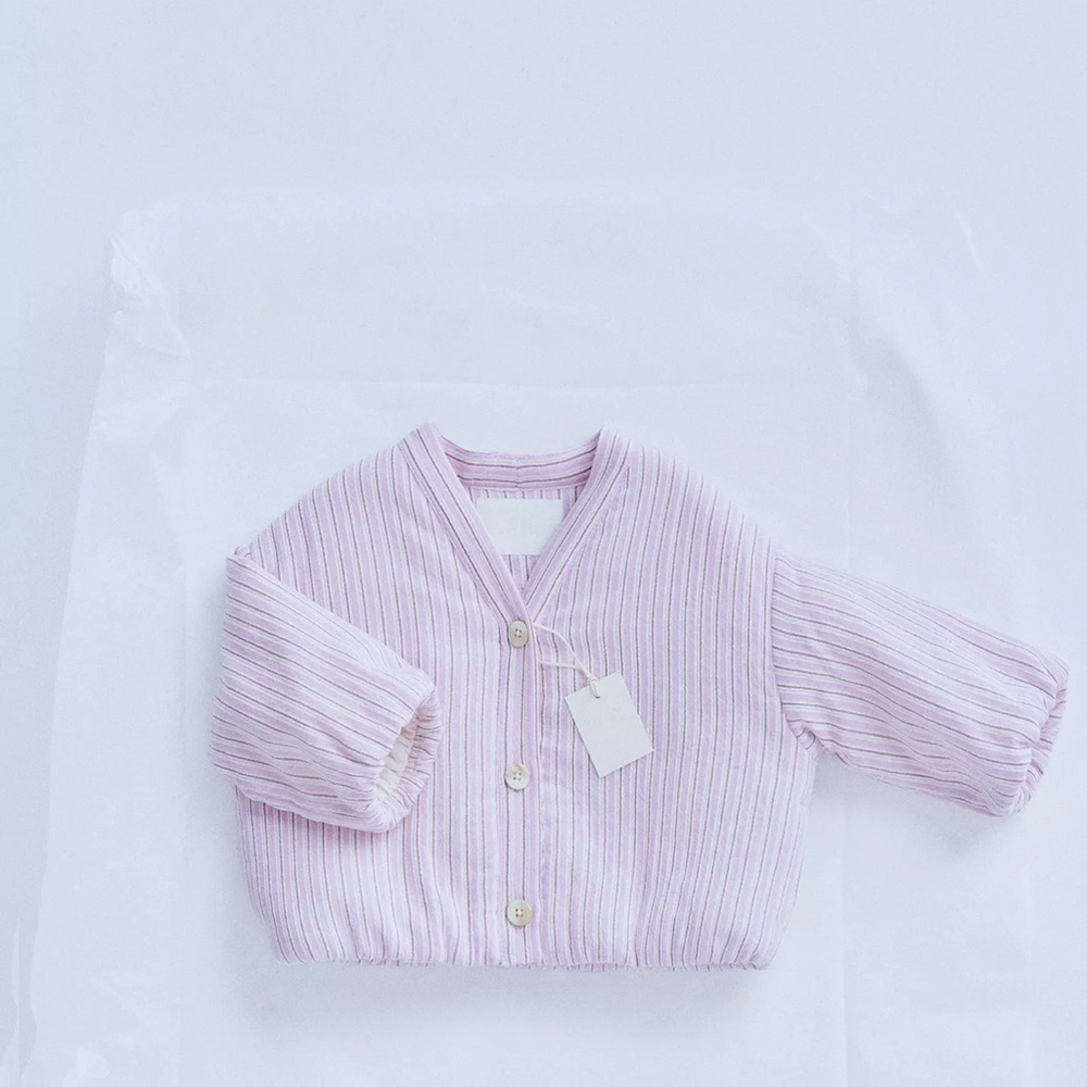 Zara Girls' Light Lavender Striped Button-Front Top